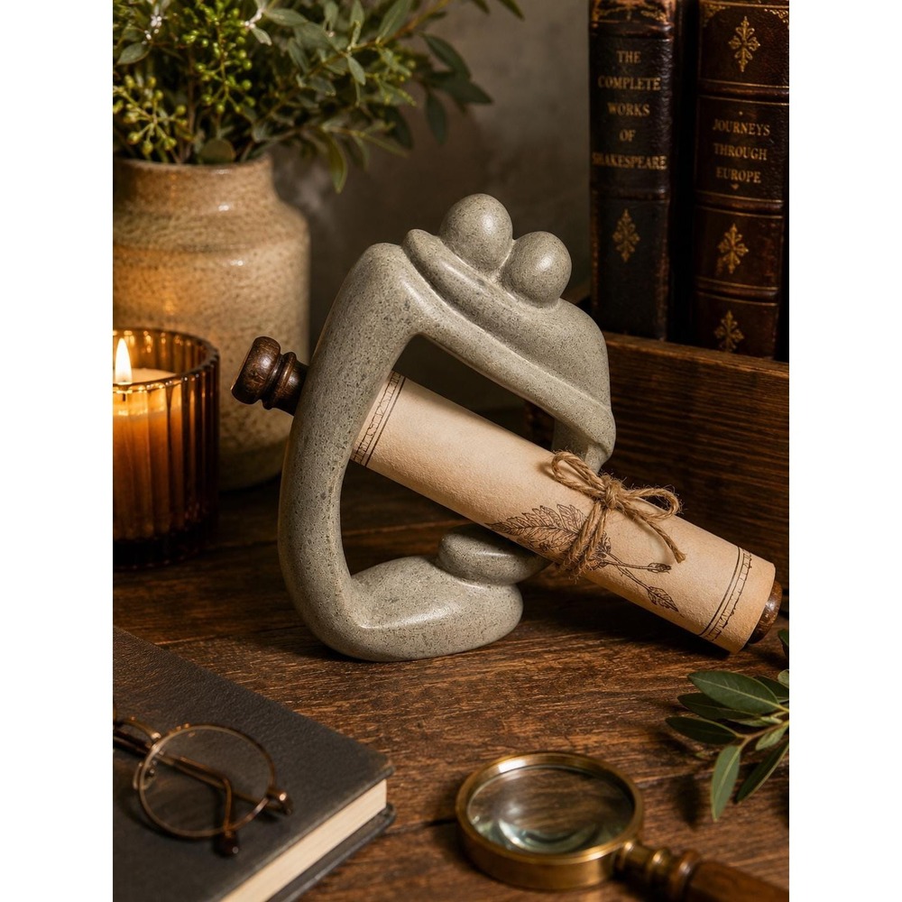 Abstract Embracing Couple‎ Sculpture Modern Soapstone Art Minimalist Stone Haiti